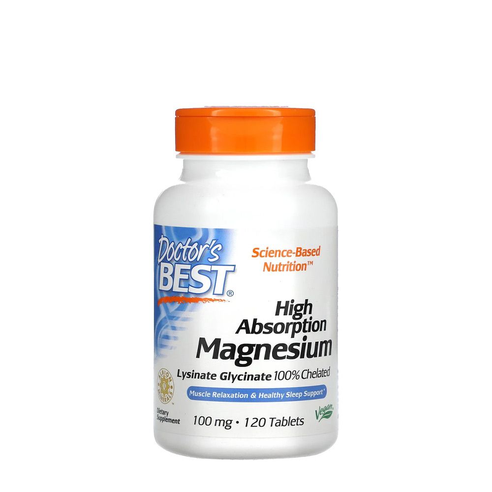 DOCTOR'S BEST - HATÉKONY FELSZÍVÓDÁSÚ MAGNÉZIUM 100 MG - 120 TABLETTA DOCTOR'S BEST - HATÉKONY FELSZÍVÓDÁSÚ MAGNÉZIUM 100 MG - 120 TABLETTA