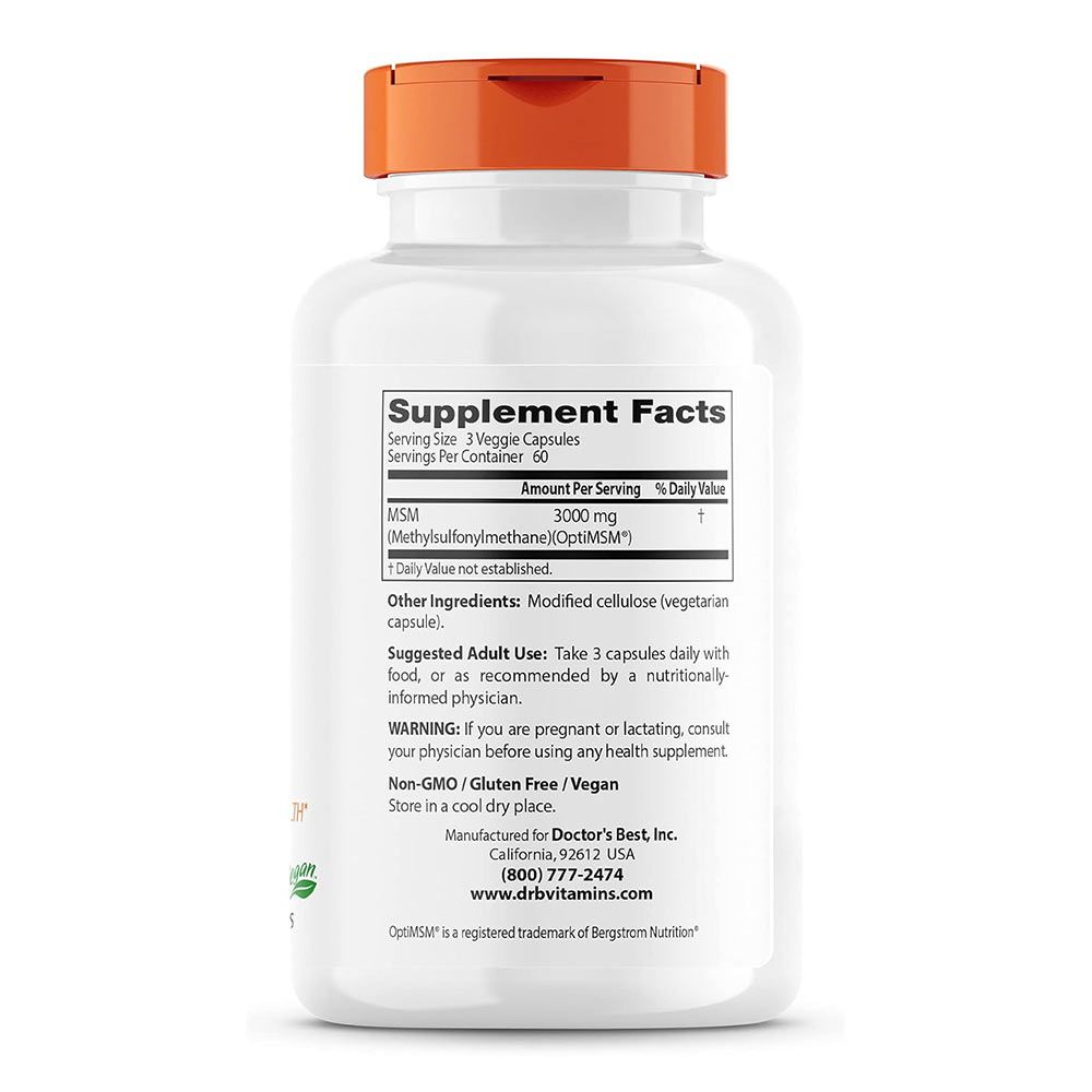 DOCTOR'S BEST - MSM (OPTIMSM) 1000 MG - 180 KAPSZULA DOCTOR'S BEST - MSM (OPTIMSM) 1000 MG - 180 KAPSZULA