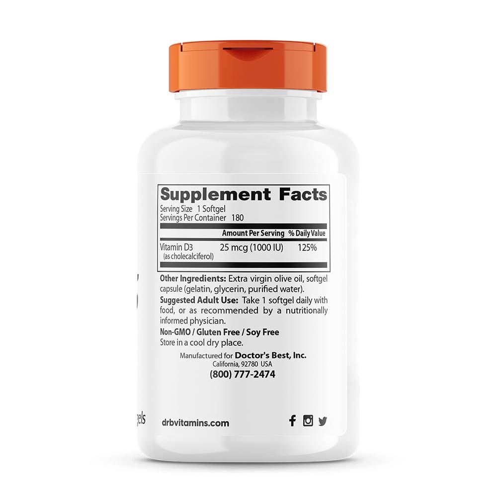 DOCTOR'S BEST - D-VITAMIN 1000 NE - 180 KAPSZULA DOCTOR'S BEST - D-VITAMIN 1000 NE - 180 KAPSZULA