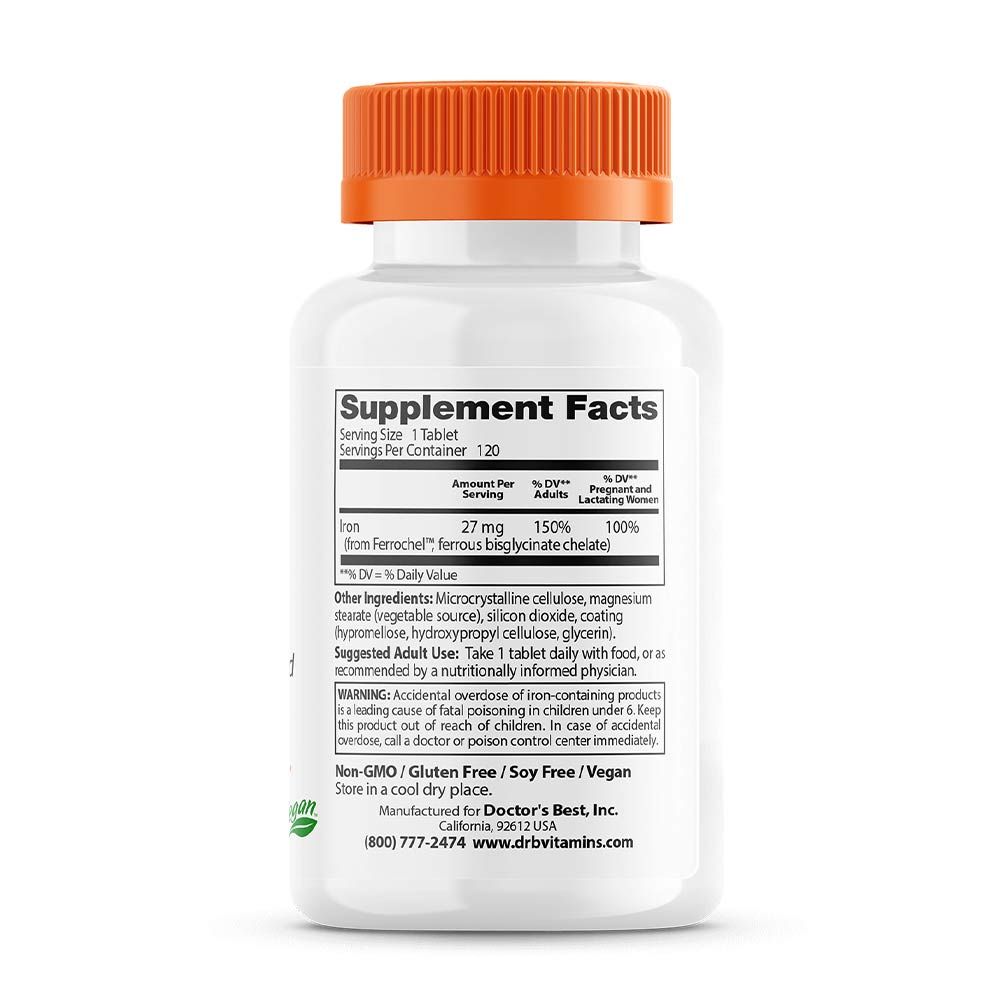 DOCTOR'S BEST - HATÉKONY FELSZÍVÓDÁSÚ VAS 27 MG - 120 TABLETTA DOCTOR'S BEST - HATÉKONY FELSZÍVÓDÁSÚ VAS 27 MG - 120 TABLETTA