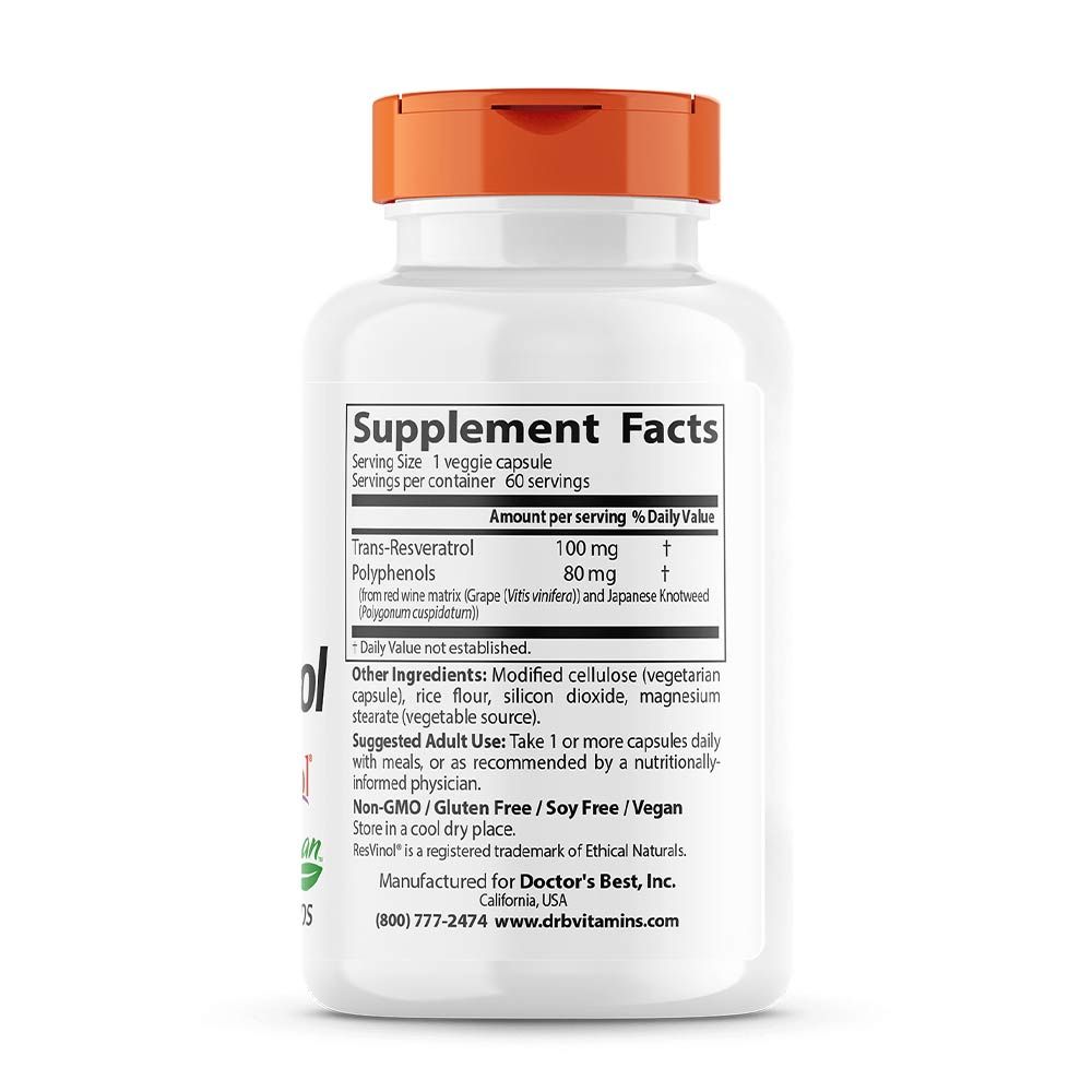 DOCTOR'S BEST - TRANS-RESVERATROL 100 MG - 60 KAPSZULA DOCTOR'S BEST - TRANS-RESVERATROL 100 MG - 60 KAPSZULA