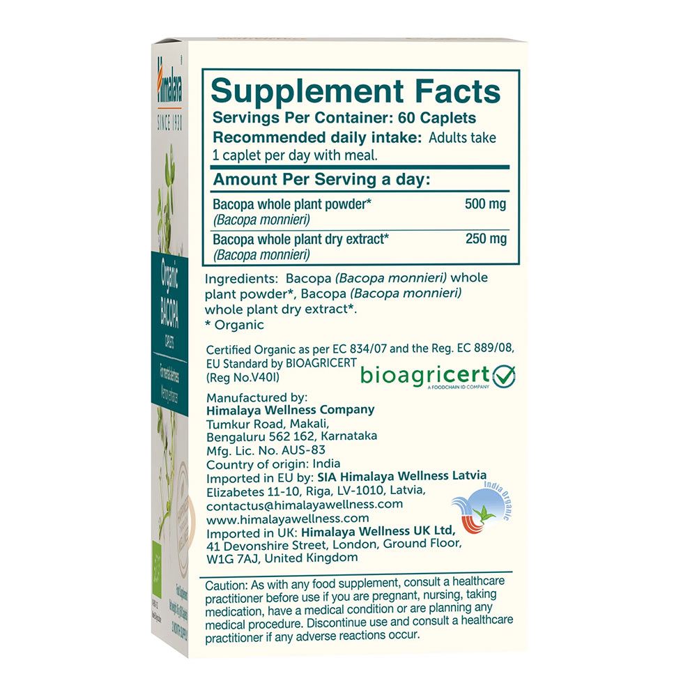 HIMALAYA - ORGANIC BACOPA - 60 KAPSZULA HIMALAYA - ORGANIC BACOPA - 60 KAPSZULA