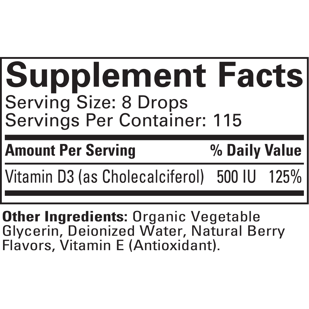 CHILDLIFE - VITAMIN D3 DROPS - D-VITAMIN CSEPP GYEREKENEK ÉS CSECSEMŐKNEK - 30 ML