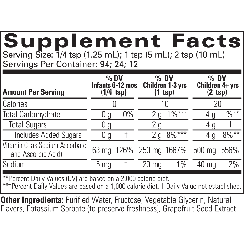CHILDLIFE - LIQUID VITAMIN C - NARANCS ÍZŰ FOLYÉKONY C-VITAMIN GYEREKEKNEK - 118 ML