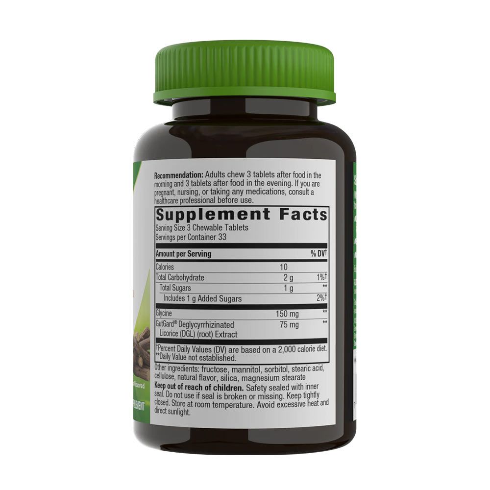 NATURE'S WAY - DGL - EMÉSZTŐRENDSZER TÁMOGATÁSA LICORICE GYÜMÖLCS ÍZŰ - 100 TABLETTA
