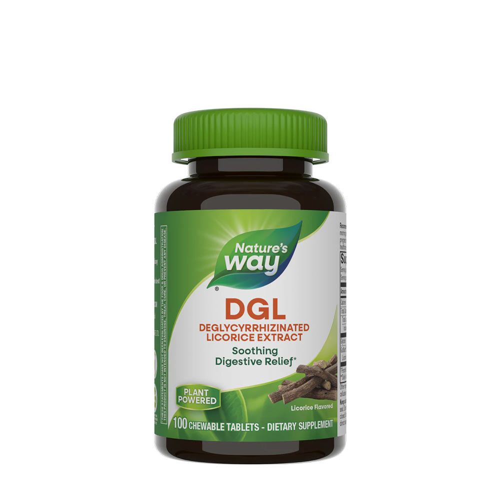 NATURE'S WAY - DGL - EMÉSZTŐRENDSZER TÁMOGATÁSA LICORICE GYÜMÖLCS ÍZŰ - 100 TABLETTA