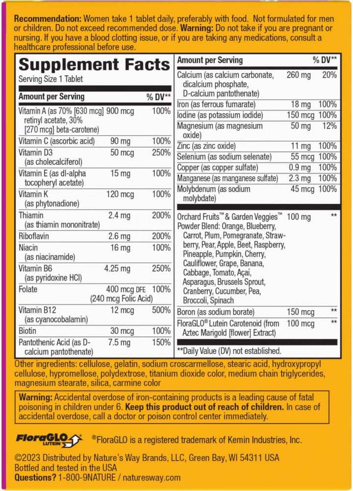 NATURE'S WAY - ALIVE! WOMEN'S COMPLETE MULTIVITAMIN - 50 TABLETTA NATURE'S WAY - ALIVE! WOMEN'S COMPLETE MULTIVITAMIN - 50 TABLETTA