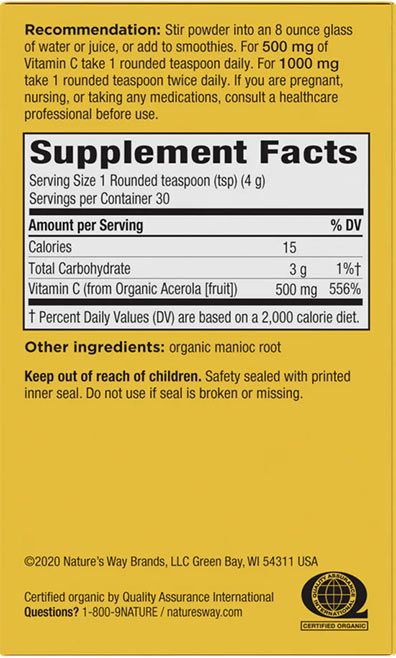 NATURE'S WAY - ALIVE! FRUIT SOURCE VITAMIN C DRINK MIX - 120 G NATURE'S WAY - ALIVE! FRUIT SOURCE VITAMIN C DRINK MIX - 120 G