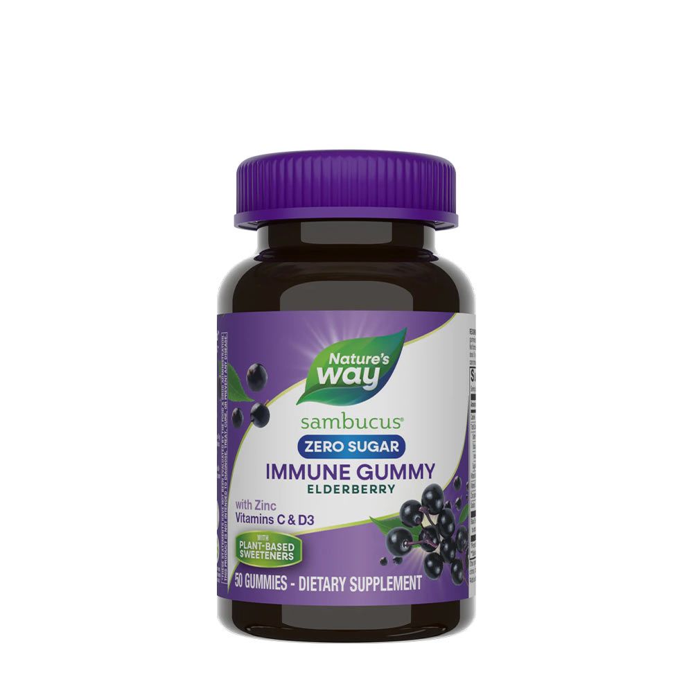 NATURE'S WAY - SAMBUCUS ZERO SUGAR IMMUNE GUMMY - 50 GUMICUKOR NATURE'S WAY - SAMBUCUS ZERO SUGAR IMMUNE GUMMY - 50 GUMICUKOR