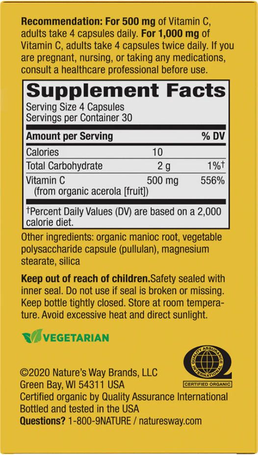 NATURE'S WAY - ALIVE! FRUIT SOURCE VITAMIN C - 120 KAPSZULA NATURE'S WAY - ALIVE! FRUIT SOURCE VITAMIN C - 120 KAPSZULA