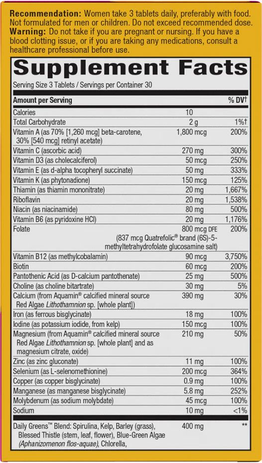 NATURE'S WAY - ALIVE! MAX3 POTENCY WOMEN’S MULTIVITAMIN - 90 TABLETTA NATURE'S WAY - ALIVE! MAX3 POTENCY WOMEN’S MULTIVITAMIN - 90 TABLETTA