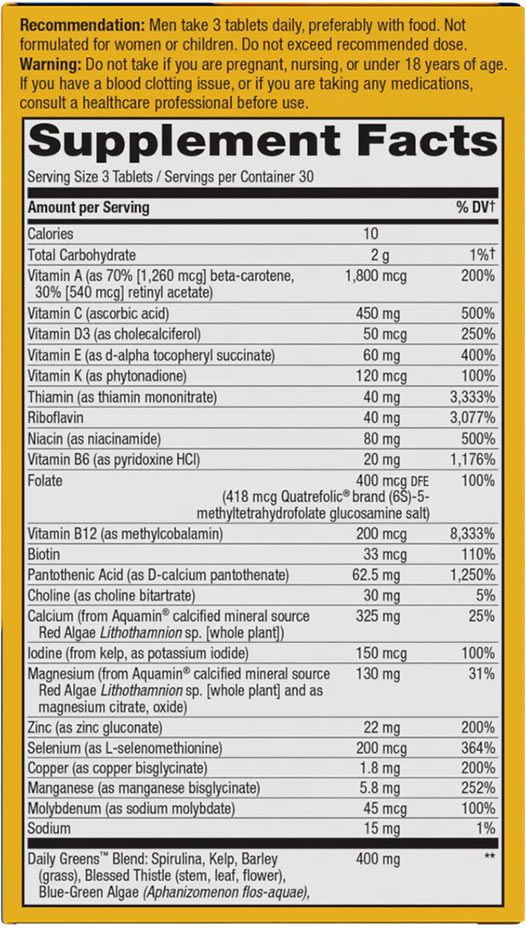 NATURE'S WAY - ALIVE! MEN’S MAX3 DAILY MULTIVITAMIN - 90 TABLETTA NATURE'S WAY - ALIVE! MEN’S MAX3 DAILY MULTIVITAMIN - 90 TABLETTA