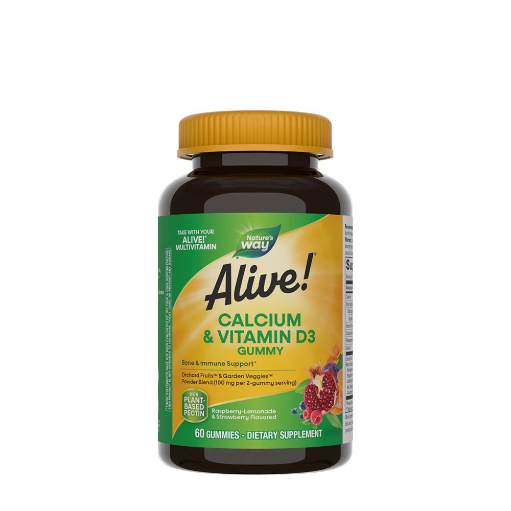 NATURE'S WAY - ALIVE! CALCIUM + D3 GUMMIES - 60 GUMICUKOR NATURE'S WAY - ALIVE! CALCIUM + D3 GUMMIES - 60 GUMICUKOR