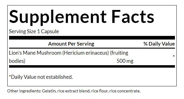 SWANSON - LION'S MANE MUSHROOM 500 MG - OROSZLÁNSÖRÉNY-GOMBA - 60 KAPSZULA SWANSON - LION'S MANE MUSHROOM 500 MG - OROSZLÁNSÖRÉNY-GOMBA - 60 KAPSZULA
