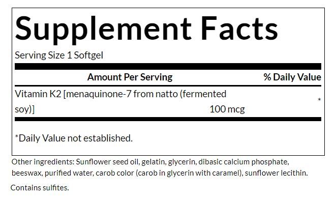 SWANSON - VITAMIN K2 100 MCG - NATURAL - 30 KAPSZULA SWANSON - VITAMIN K2 100 MCG - NATURAL - 30 KAPSZULA