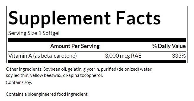 SWANSON - BETA-CAROTENE (VITAMIN A) 10,000 IU - 100 KAPSZULA SWANSON - BETA-CAROTENE (VITAMIN A) 10,000 IU - 100 KAPSZULA