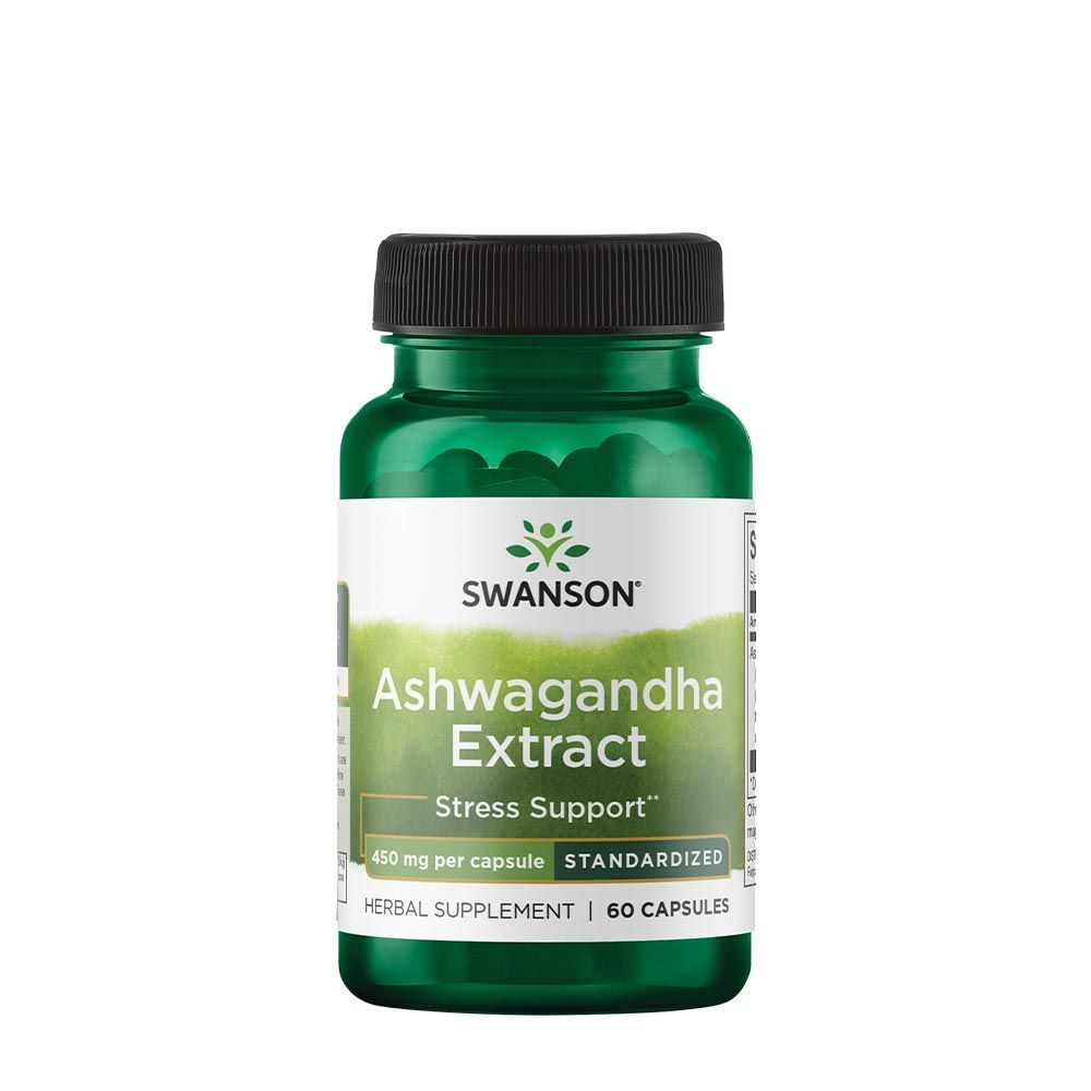 SWANSON - ASHWAGANDHA EXTRACT 450 MG - SZABVÁNYOSÍTOTT KIVONAT - 60 KAPSZULA SWANSON - ASHWAGANDHA EXTRACT 450 MG - SZABVÁNYOSÍTOTT KIVONAT - 60 KAPSZULA