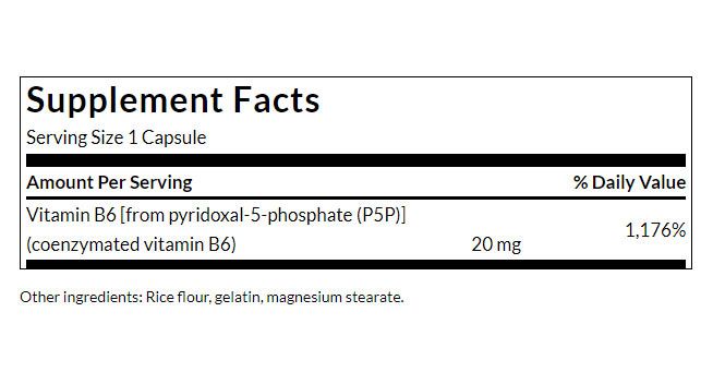 SWANSON - P-5-P 20 MG - AKTÍV B-6 FORMULA - 60 KAPSZULA SWANSON - P-5-P 20 MG - AKTÍV B-6 FORMULA - 60 KAPSZULA