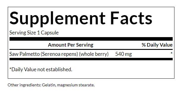 SWANSON - SAW PALMETTO 540 MG - FŰRÉSZPÁLMA KIVONAT - 100 KAPSZULA SWANSON - SAW PALMETTO 540 MG - FŰRÉSZPÁLMA KIVONAT - 100 KAPSZULA