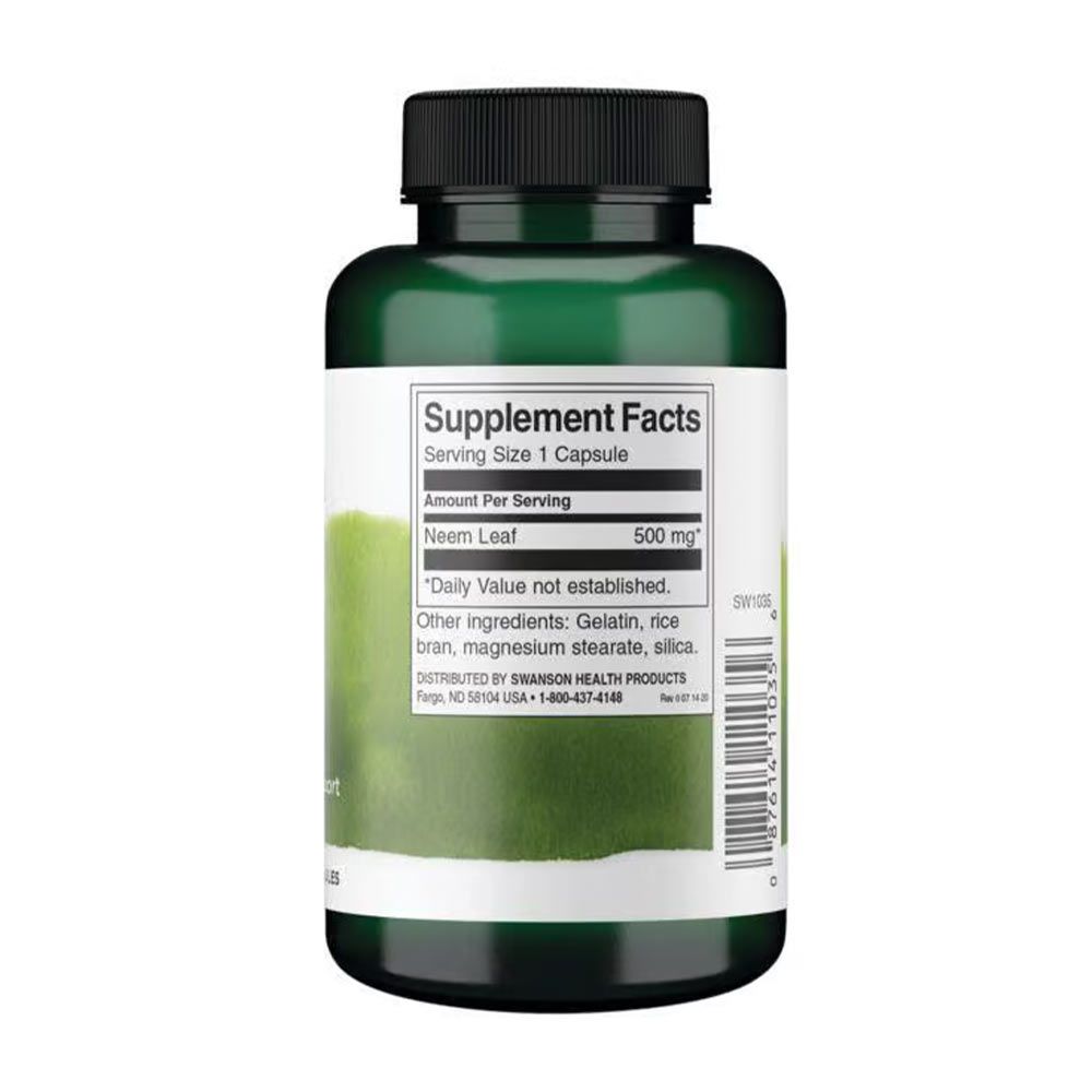 SWANSON - NEEM LEAF 500 MG - 100 KAPSZULA SWANSON - NEEM LEAF 500 MG - 100 KAPSZULA