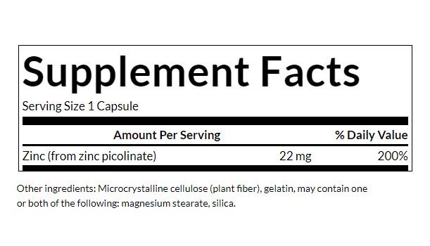 SWANSON - ZINC PICOLINATE 22 MG - 60 KAPSZULA SWANSON - ZINC PICOLINATE 22 MG - 60 KAPSZULA