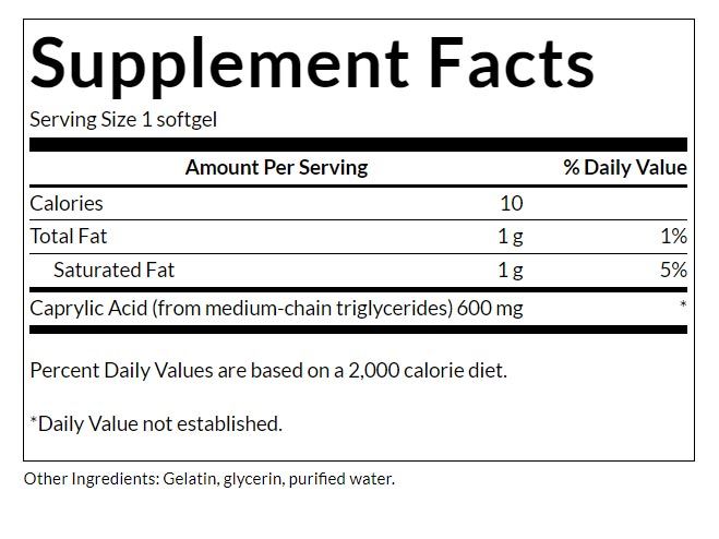 SWANSON - CAPRYLIC ACID 600 MG - 60 KAPSZULA SWANSON - CAPRYLIC ACID 600 MG - 60 KAPSZULA